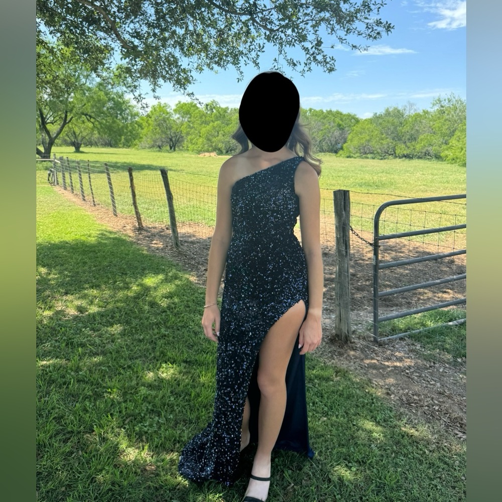 Sherri Hill Prom Dress #55086 Sz 0, Navy, One Shoulder
